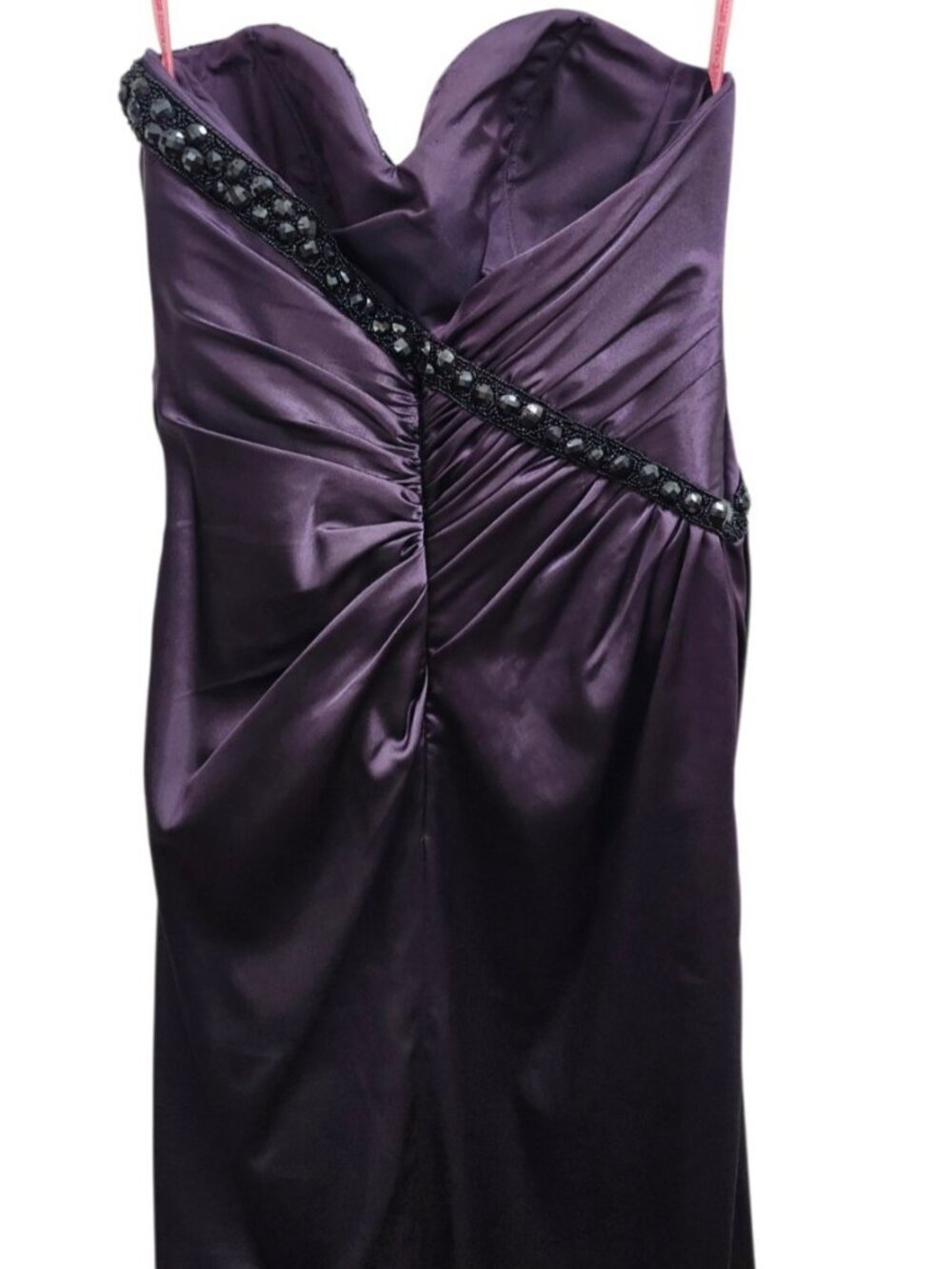 Flirt by Maggie Sottero Purple Beaded Strapless Formal Prom Gown Dress Size 8 - Picture 9 of 16
